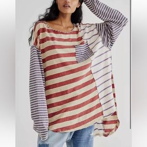free people long sleeve multi colored top / tunic